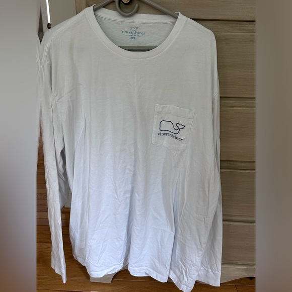 VINEYARD VINES WHALE Spell Out TEE SHIRT SIZE 2XB - 2 EXTRA BIG - White Navy - Picture 3 of 8